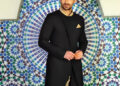 Angle Cut Black Sherwani 1